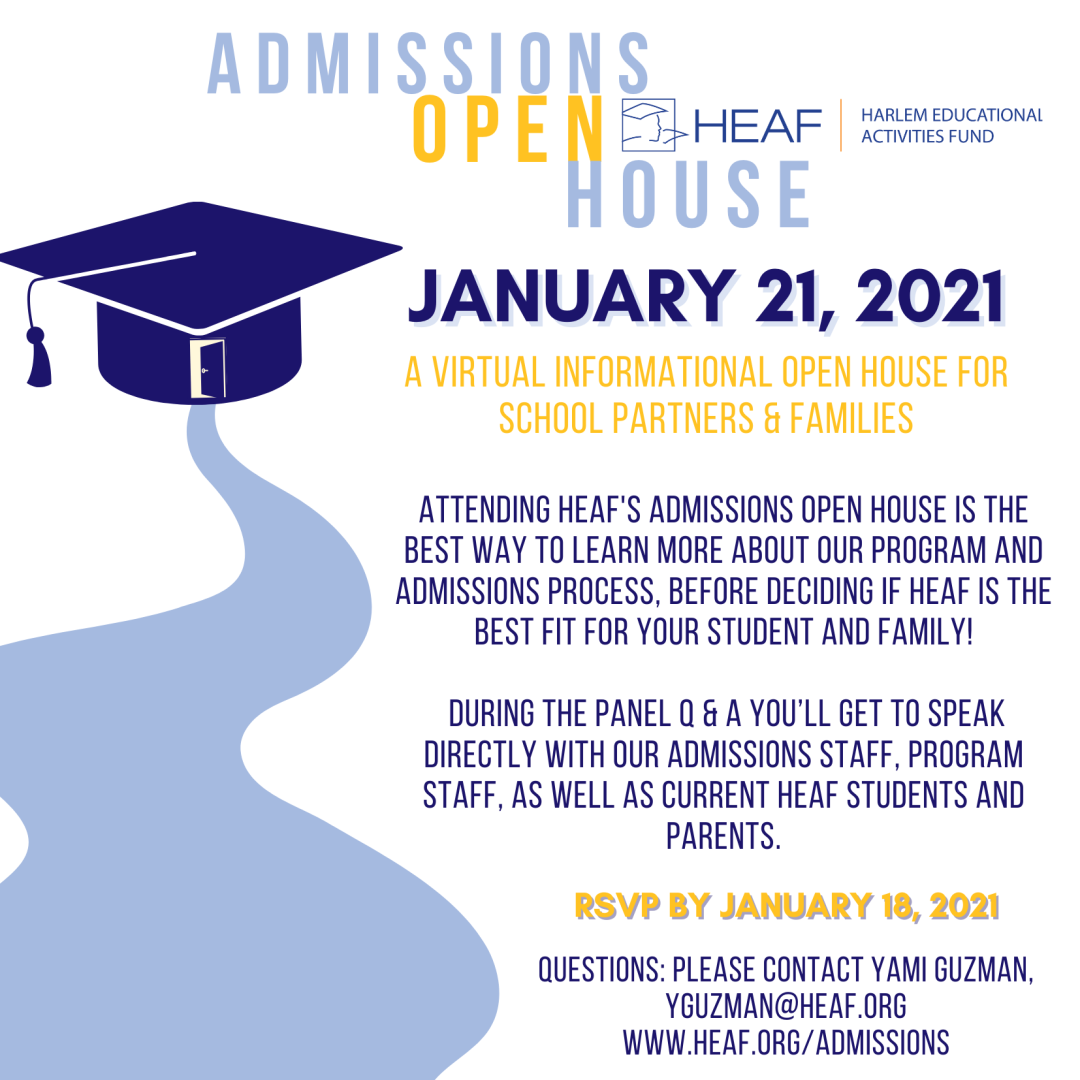 flyer for January 2021 Admissions Open House